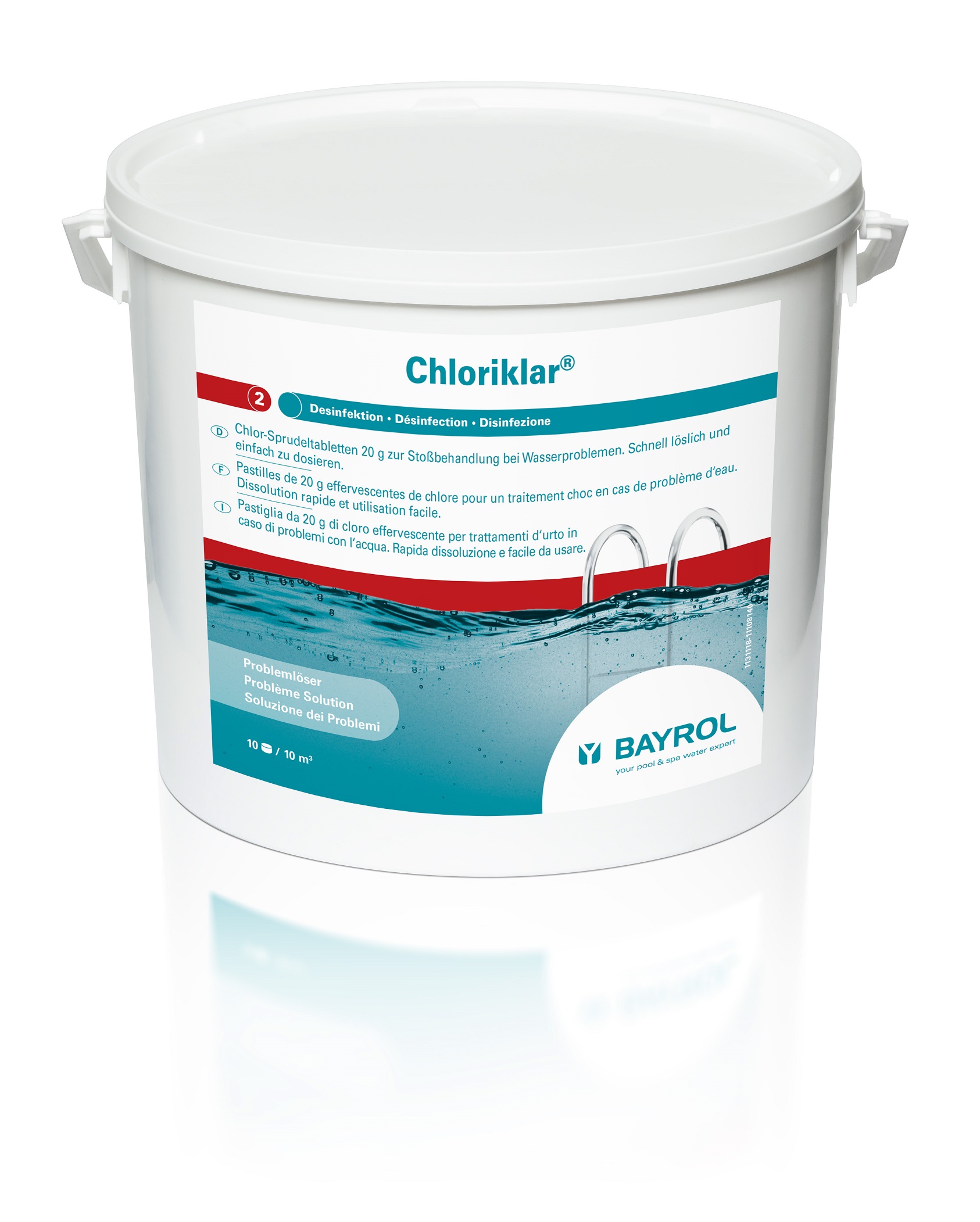 AS-021029 Chloriklar 10kg schnellösliche Chlortabletten Chlor-Sprudeltabletten 20 g zur Stoßbehandlung